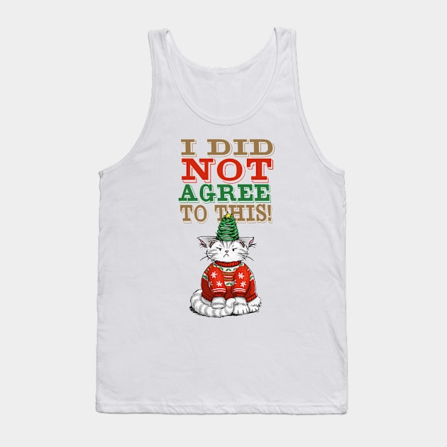 Disgruntled Cat in Ugly Christmas Sweater (light background) Tank Top by ElephantShoe